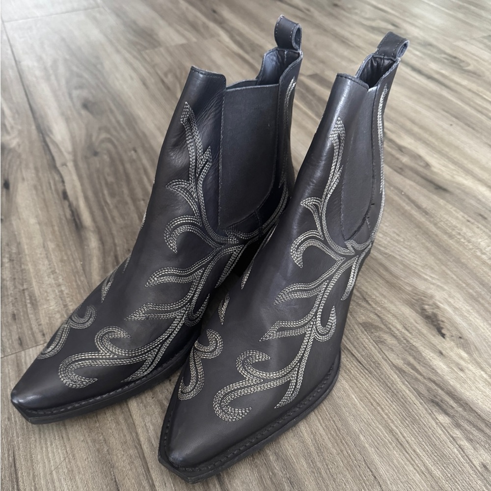 Free People Wayward Pointed Toe Western Boot Black